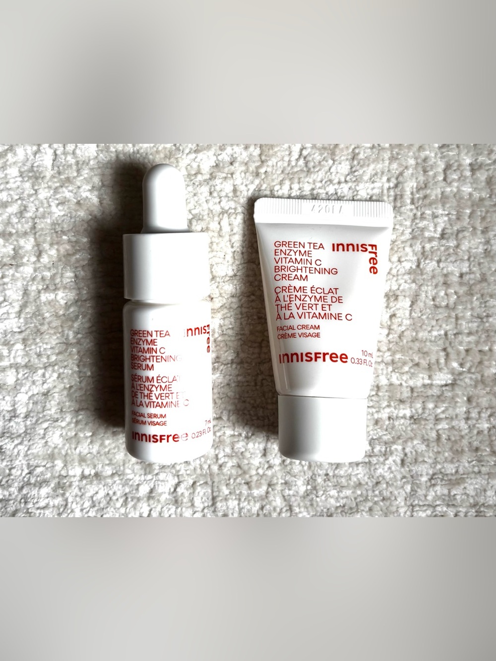 New Innisfree Green Tea Enzyme Vitamin C Brightening Serum & Cream Mini Set